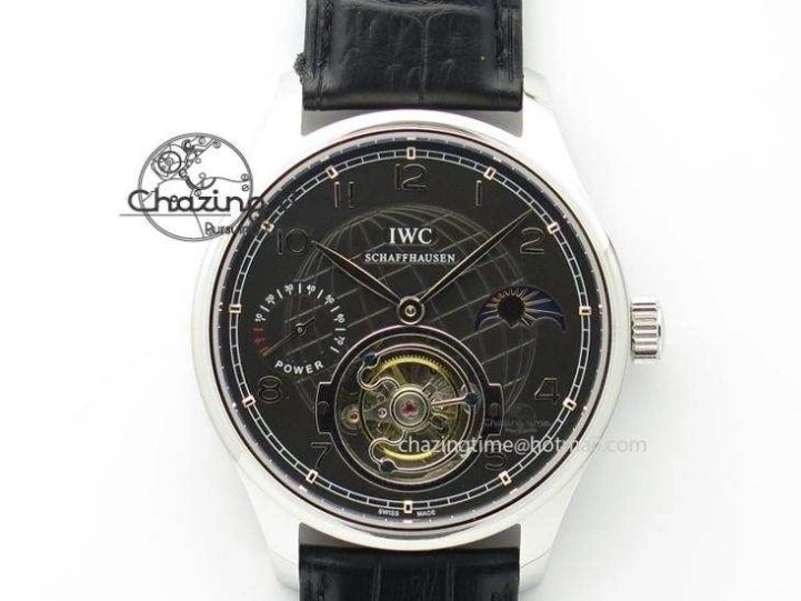MIROTIME 0809 Portuguese Tourbillon IW5046 SS ZF Best Edition Gray Dial on Black Leather Strap SunProtective 7147